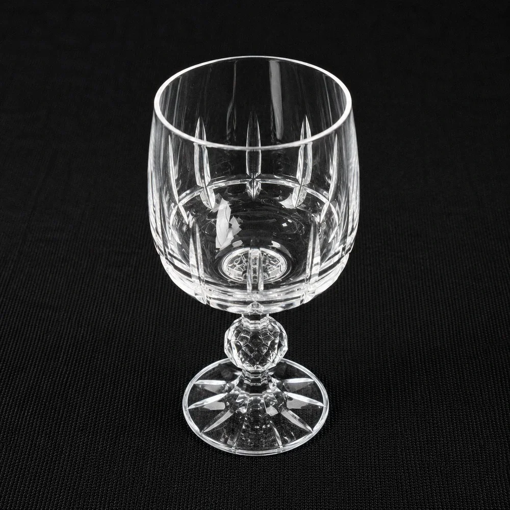 Crystalex Bohemian Crystal Belfast Wine Goblets Set of 2 Cut Glass 5.75 inch